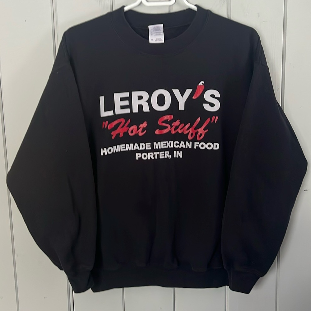 Leroy’s Hot Stuff Mexican Food Crewneck Sweatshirt Black Size Medium Unisex
